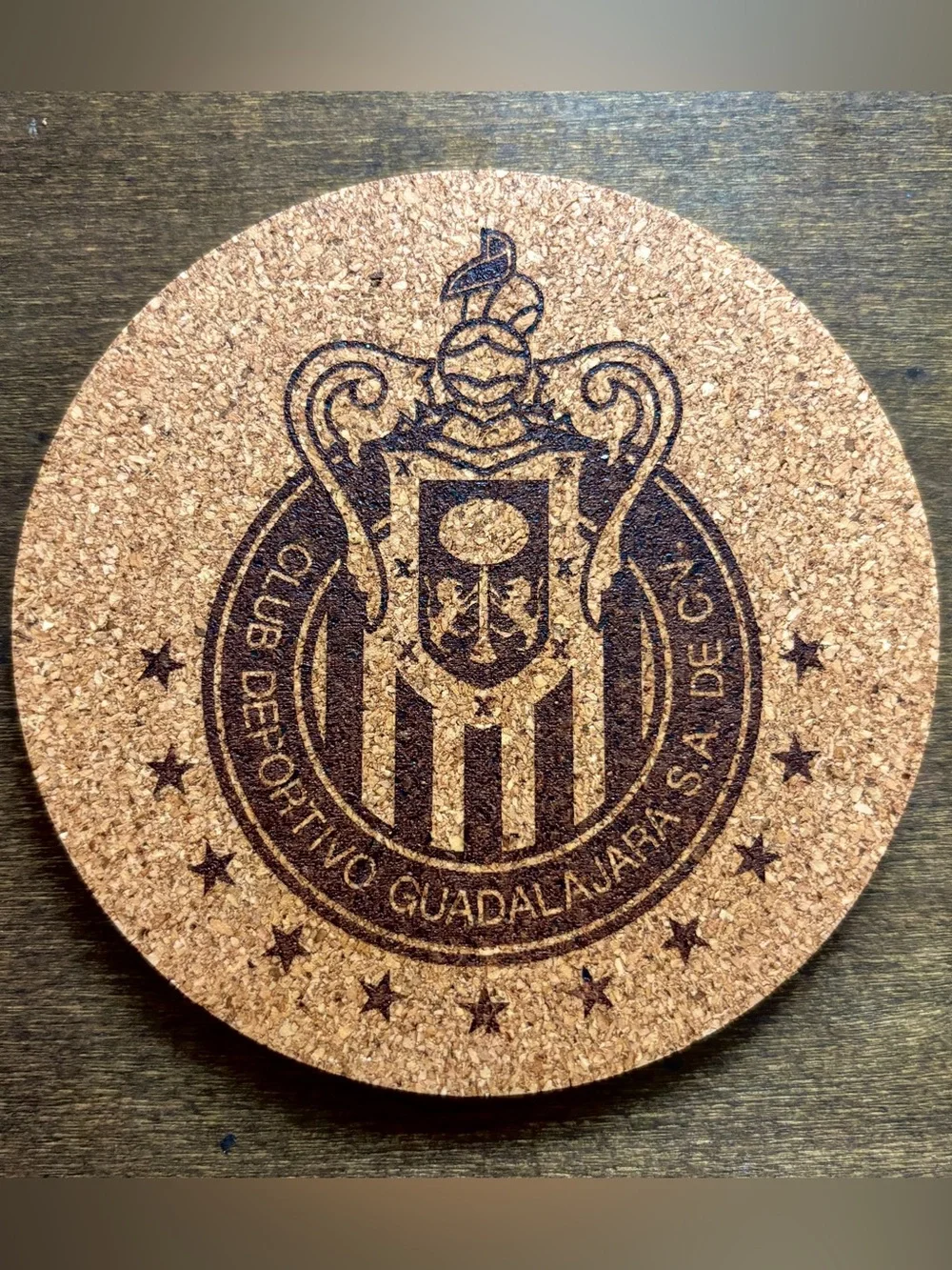 Guadalajara Chivas Logo Laser Engraved Cork Coaster